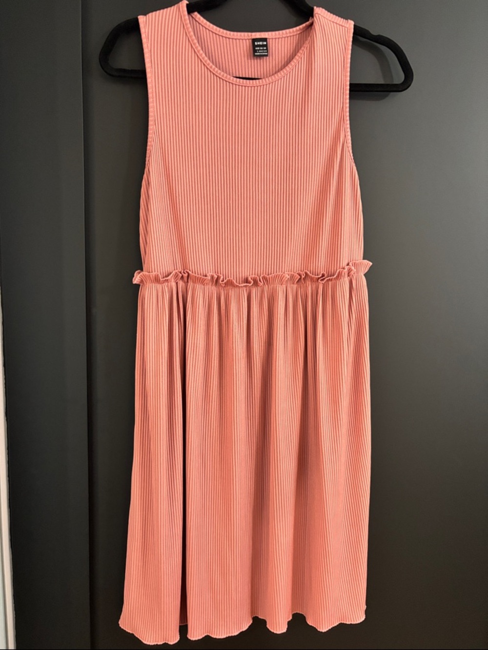 SHEIN Muted Pink Ribbed Midi Dress